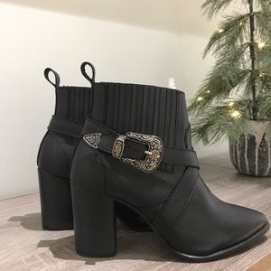 Nasty Gal black boots w/ silver buckle